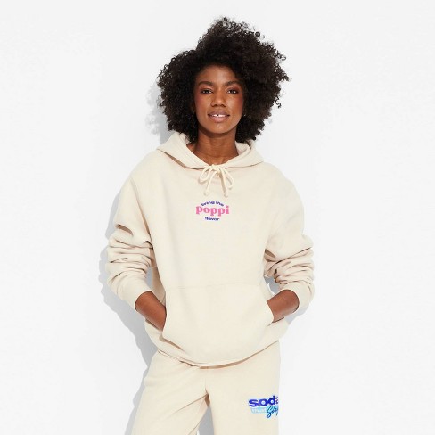 Adult Poppi Stay Juicy Graphic Hoodie Sweatshirt Beige XS