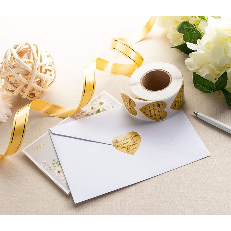 500-Count Wedding Favor Sticker, Thank You for Sharing in Our Special Day, Heart-Shaped, Gold, 1.5" Diameter, 2 of 6