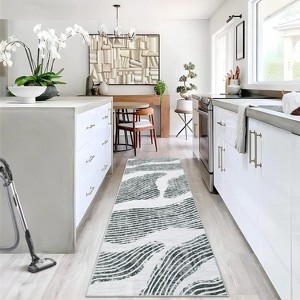 Modern Area Rug 5x7 Washable Rug Soft Faux Wool Throw Rugs Non Slip Low Pile Bedroom Rugs Non-Shedding Foldable Thin Accent Carpet, Grey - 1 of 4