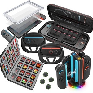 Fosmon For Nintendo Switch 2 Accessories Bundle – Carrying Case and Screen Protector, Game Card Case, Charger Charging Station, Wheels Racing Kit - 1 of 4