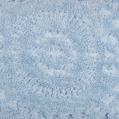 Twin Blue Cotton Chenille Reversible Textured Bedspread Set