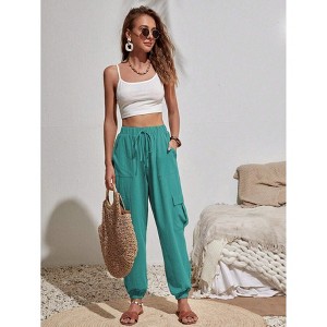 High Waisted Jogger Pants Loose Hiking Joggers for Women Casual Lightweight Tapered Cargo Pants with Pockets - 1 of 4