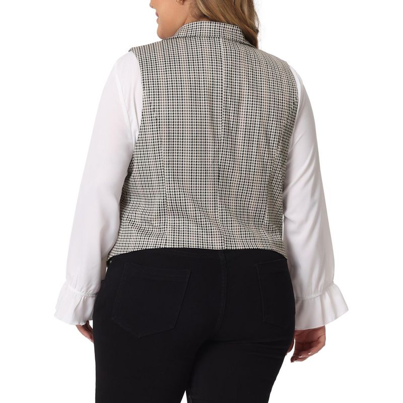 Agnes Orinda Women's Plus Size Retro Eclectic Work Button Steampunk Plaid Suit Vests, 4 of 6