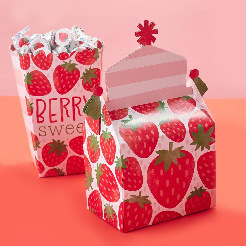 Big Dot of Happiness Berry Sweet Strawberry - Treat Box Party Favors - Fruit Themed Birthday Party or Baby Shower Goodie Gable Boxes - Set of 12, 2 of 9