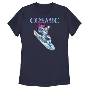 Womens Marvel: Fantastic Four Silver Surfer Power Cosmic T Shirt - Navy Blue - Medium - 1 of 4