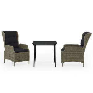 vidaXL Patio Dining Set Outdoor Dining Set Table and Chair Set for Garden - Brown 3 Piece 31.5" Table Length - 1 of 4