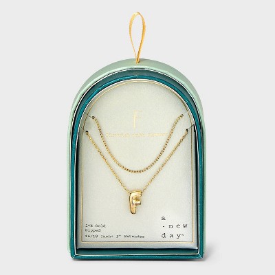 14K Gold Dipped Initial Bubble Multi-Strand Pendant Necklace - A New Day™ Gold