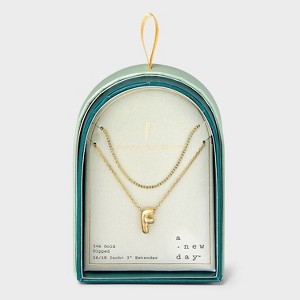 14K Gold Dipped Initial Bubble Multi-Strand Pendant Necklace - A New Day™ Gold - 1 of 4
