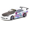 Nissan Silvia (S15) Vertex RHD "Hello Kitty Drift Car" White with Carbon Hood and Graphics 1/64 Diecast Model by Tarmac Works - image 2 of 4