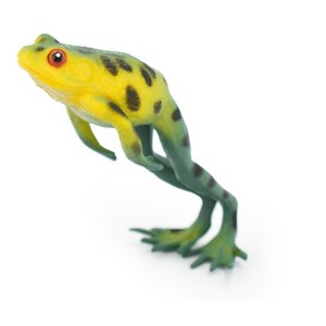 Collectible Wildlife Gifts | Northern Leopard Pond Frog, Leaping, Green and Yellow, Hand Painted, Amphibian, Hard Rubber, Toy, Gift, 3 1/2" F4402 B9 - 1 of 4