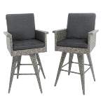 Puerta Set of 2 Wicker Barstools - Mixed Black - Christopher Knight Home