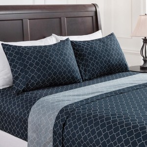 Chanasya Quatrefoil Geometric Print Microfiber Sheet Set - 1 of 4