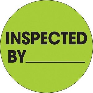 Tape Logic Labels "Inspected By" 1" Circle Fluorescent Green 500/Roll DL1265 - 1 of 4
