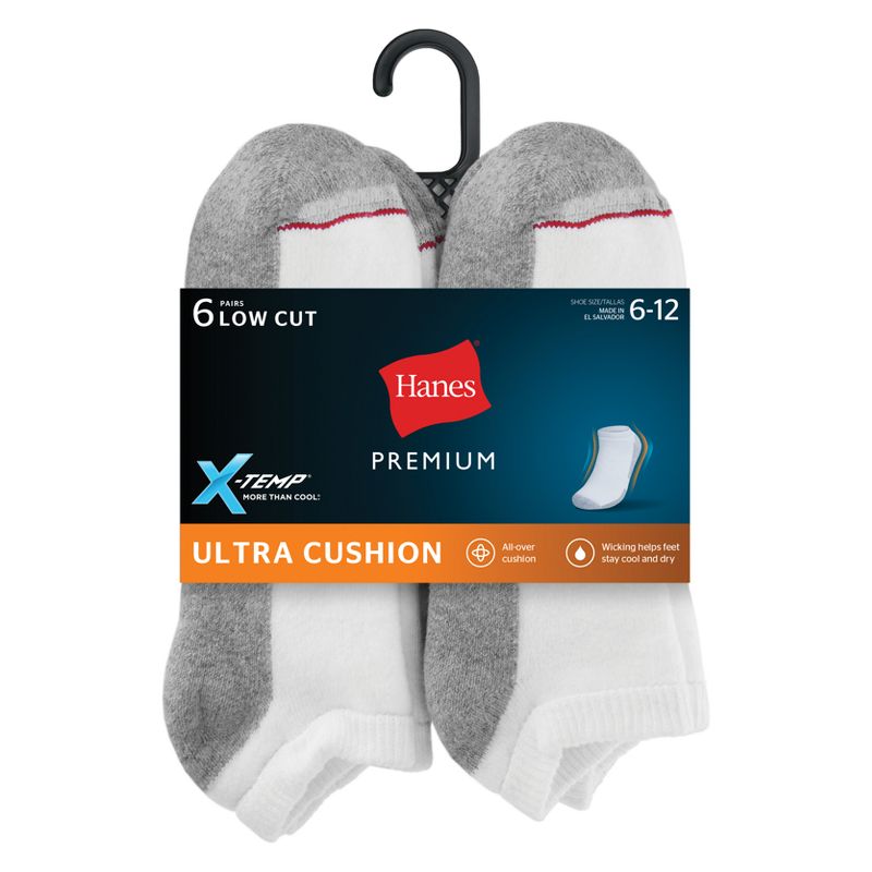 Hanes Premium Men's X-Temp Ultra Cushion Low Cut Socks 6pk, 4 of 6