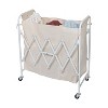 Honey-Can-Do Accordion Triple Sorter: White Steel Rolling Laundry Hamper with Wheels, Collapsible, Open-Top Design - 2 of 4