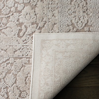 Beige and Cream Floral Synthetic Area Rug 6' x 9'