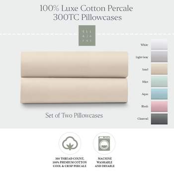 100% Cotton Percale Cool and Crisp Pillowcase Set