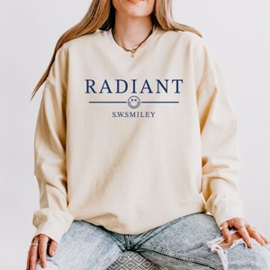 Simply Sage Market S.W.Smiley Radiant Smiley Outline Lightweight Garment Dyed Sweatshirt - 1 of 4