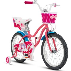 Gymax 18 Inch Kids Bike Children's Bicycle with Training Wheels/ Storage Basket/ Doll Seat/ Handbrakes Adjustable Seat & Handlebar Height - 1 of 4