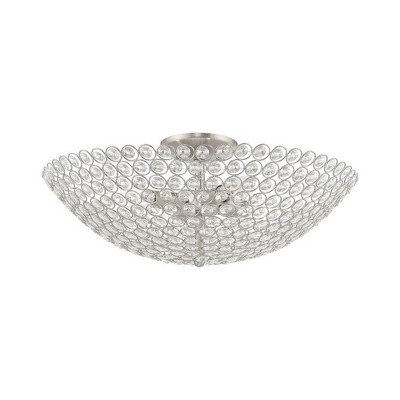 Cassandra Brushed Nickel 4-Light Crystal Bowl Ceiling Fixture