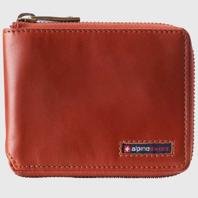 Alpine Swiss Logan Zipper Bifold Wallet For Men or Women RFID Safe Comes in a Gift Box