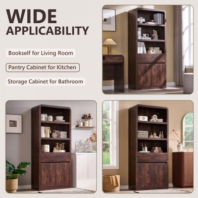 Sincido 72" Tall Pantry Cabinet, Kitchen Storage Cabinet with Large Drawer & Adjustable Shelves, Modern Organizer for Living Room, Dining Room, Brown — фото 6