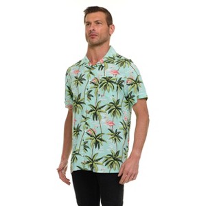 Super Triple Goose Men’s Short Sleeve Button Down Aloha Shirt – Soft Feel, Moisture Wicking, Easy Care - 1 of 4