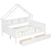 Full Size Wood House Daybed with LED Lights, Storage Shelves, Drawers and Guardrail, White/Natural - ModernLuxe - 4 of 4