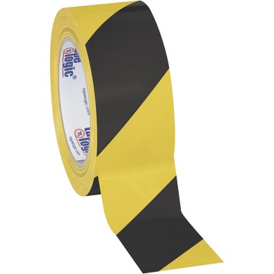 The Packaging Wholesalers Tape Logic Striped Vinyl Tape 7.0 Mil 2" x 36 yds. Black/Yellow 24/Case