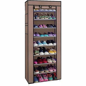 GustoWave Shoe Rack Closet, 9 tiers Shoe Rack With Dustproof Cover Closet Shoe Storage Cabinet Organizer Brown - 1 of 4