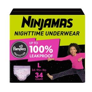 Pampers Ninjamas Nighttime Girls' Underwear - (Select Size and Count) - 1 of 4