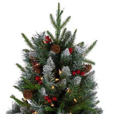 Frosted Winterberry 7ft White Pine Pre-Lit Outdoor Christmas Tree