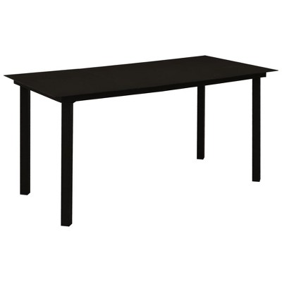 vidaXL Patio Dining Table Black 59.1 in.x31.5 in.x29.1 in. Steel and Glass