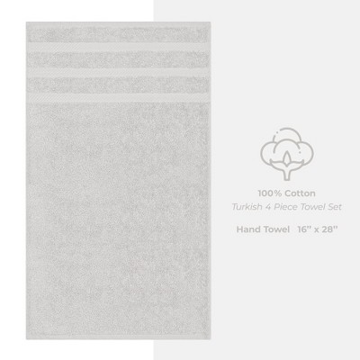 Luxury Silver Gray Turkish Cotton 4-Piece Hand Towel Set