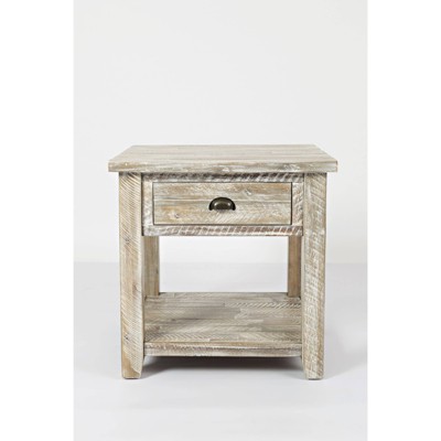 Wooden End Table with Drawer and Bottom Shelf Gray - Benzara