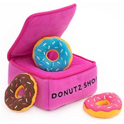 ZippyPaws Burrow- Interactive Dog & Puppy Toys for Boredom, Enrichment Squeaky Toy, for Small & Medium Dogs- Donutz Box