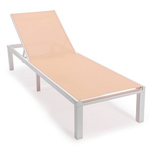 LeisureMod Marlin Patio Sling Chaise Lounge Chair in White Aluminum - 1 of 4