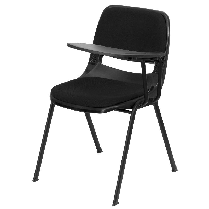 Flash Furniture Black Padded Ergonomic Shell Chair with Left Handed Flip-Up Tablet Arm, 1 of 7