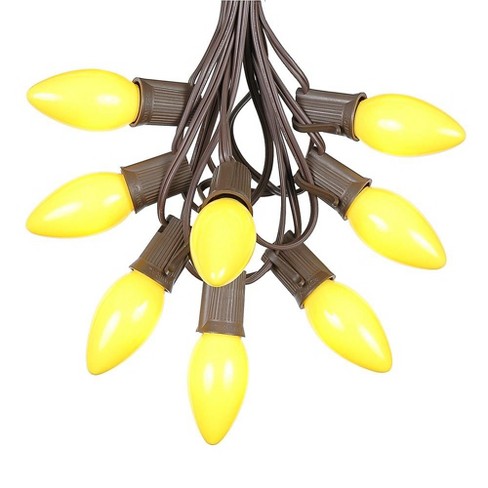 Novelty Lights 100 Feet C9 Yellow Christmas String Light Set, Ceramic  Vintage Holiday Hanging Light Set, Brown Wire : Target