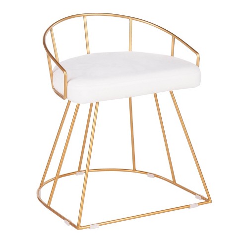 Canary Glam Contemporary Vanity Stool Velvet Gold White Lumisource Target