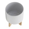 VisioGear Round Planter with Wooden Stand, Plant Pots for Living Room, Bedroom, White, 8"*8"*10" - 4 of 4