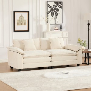 Wider Armrest LoveSeat, Modular Sectional Couch with Chenille Fabric & Double-Layer Cushions â€ - 1 of 4