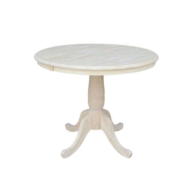 36" Round Top Pedestal Dining Table with 12" Drop Leaf - International Concepts, 1 of 12