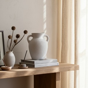 Charming Terracotta Vase with Handles - Elegant Home Decor for Living Room, Bedroom, Office and Room Display - 1 of 4