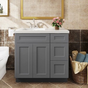 LOVMOR in Plywood Bath Vanity Cabinet with 3 Drawers without Top for Kitchen, Bathroom, Living Room - 1 of 4
