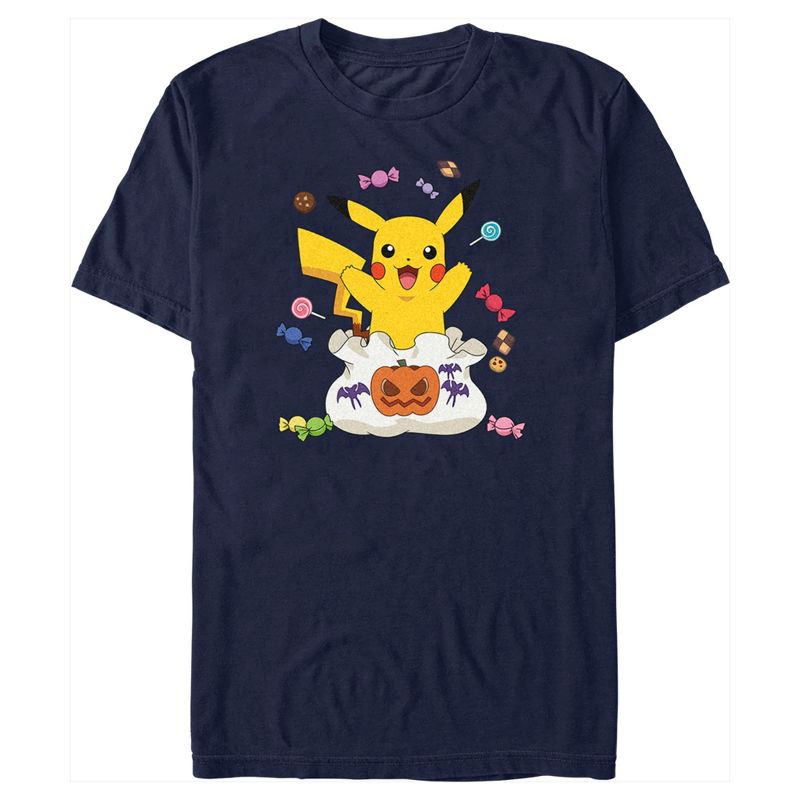 Men's Pokemon Halloween Pikachu Bag of Candy T-Shirt, 1 of 6