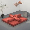 82" Modular Convertible Sofa Bed with Armrest Chenille Fabric Pudding Block Floor Sofa for Living Room and Bedroom-Maison Boucle - 2 of 4