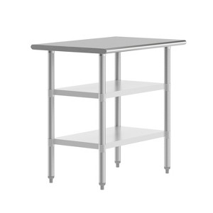 Flash Furniture Stainless Steel 18 Gauge Work Table with 2 Undershelves - NSF Certified - 1 of 4