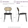 TYBOATLE Dining Chairs Set of 2, Mid-Century Modern Rattan Back Chairs with Black Faux Leather, Metal Legs, Boho Cane Chairs for Dining Room - 3 of 4