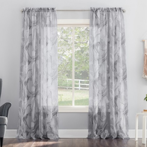 51 x63 No. 918 Sheer Cristo Crushed Voile Rod Pocket Curtain Panel Gray Target